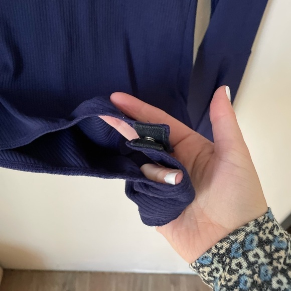 Altar'd State Blue Mock Neck Ribbed Bell Sleeve Bodysuit Size Small - Picture 3 of 6